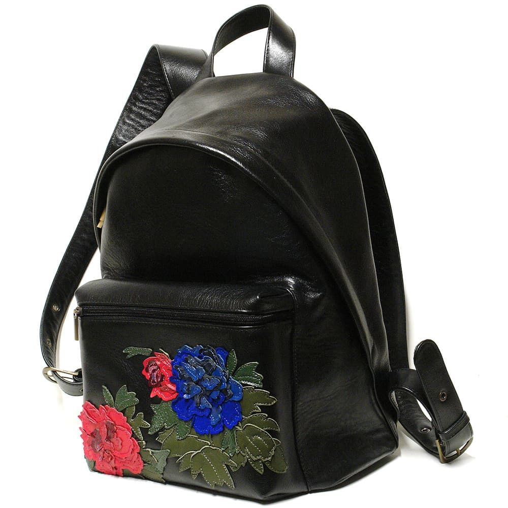 Backpack with peonies
